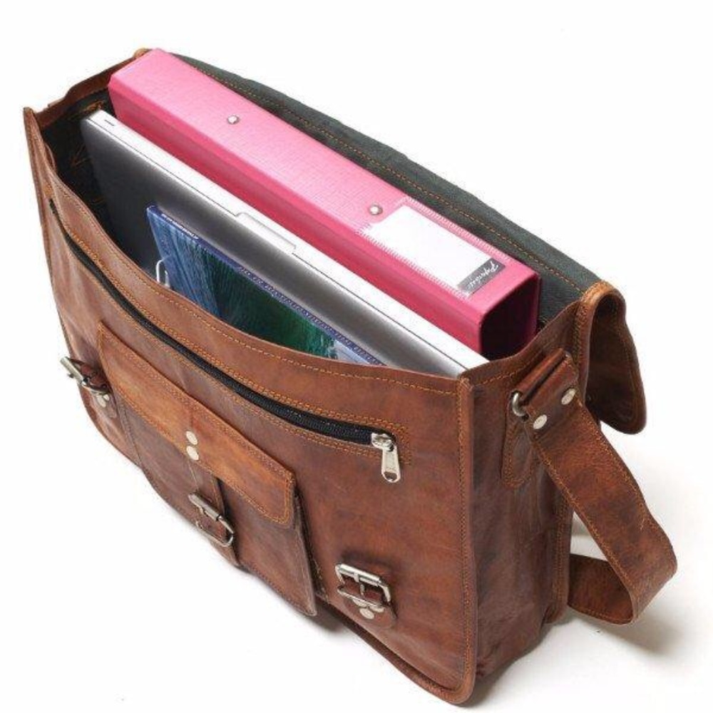 NEW Leather Satchel Handbag Briefcase Laptop